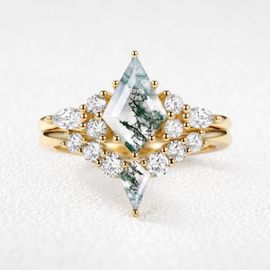 Sylvia’s Tangle | Kite Moss Agate Chevron Bridal Duo