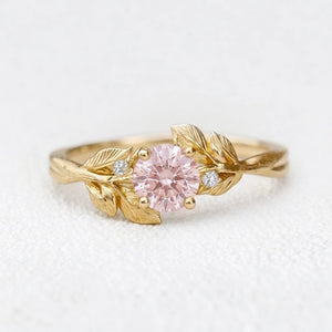 Daphne’s Dawn | Round Cut Pink Sapphire Engagement Ring