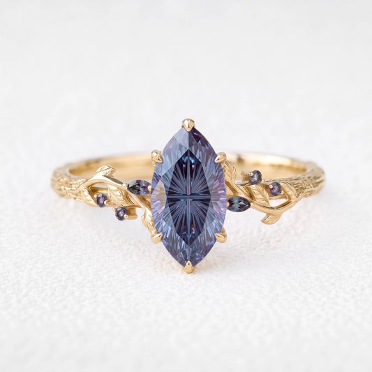 Ariadne’s Aurora | Fantasy-Cut Marquise Alexandrite Vine Filigree Engagement Ring