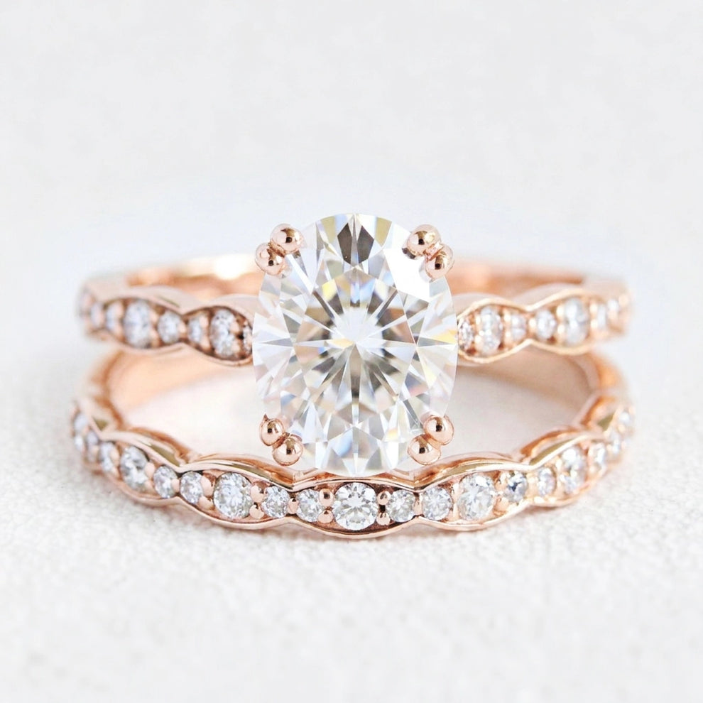 Grace’s Bliss | Vintage Oval Diamond Solitaire Bridal Set 2pcs.