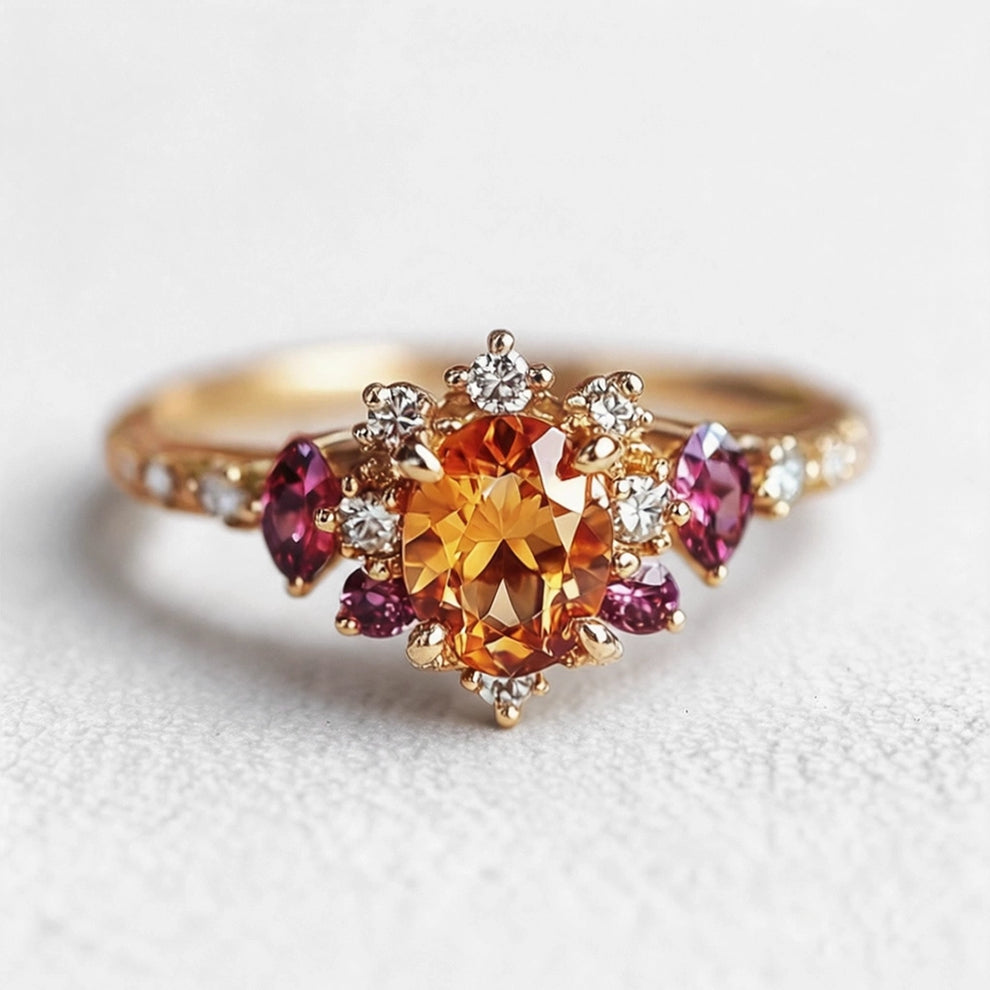 Eve’s Sunset | Spessartine Garnet Engagement Ring.