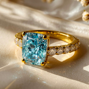 Aria‘s Embrace | Cushion Cut Blue Sapphire Ring.