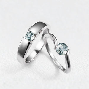 One Stone Duo | Round Moss Agate Couple Ring Set 2pcs.