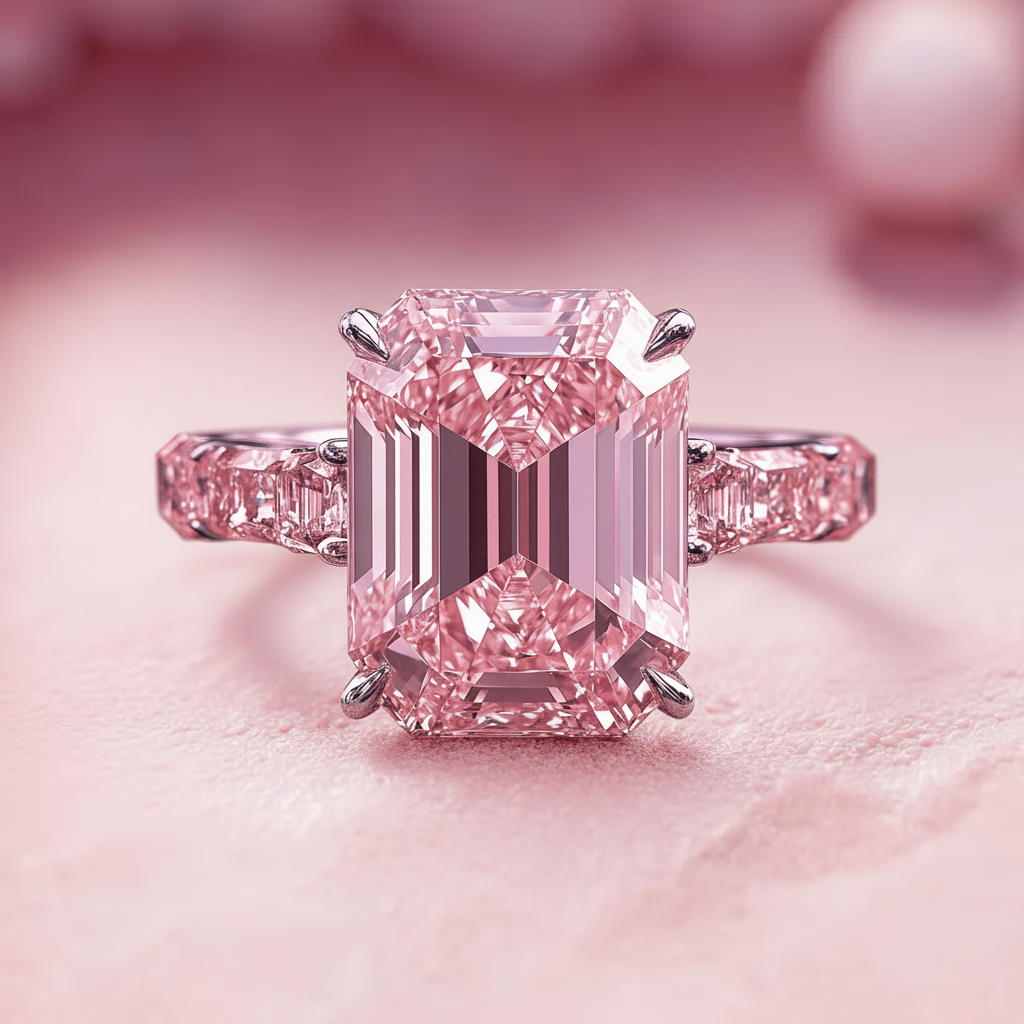Elara’s Devotion | 3CT Emerald Cut Pink Sapphire Solitaire Engagement Ring