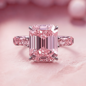 Elara’s Devotion | 3CT Emerald Cut Pink Sapphire Solitaire Engagement Ring