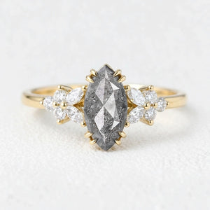 Isadora’s Blossom | 1CT Marquise Salt & Pepper Diamond Engagement Ring