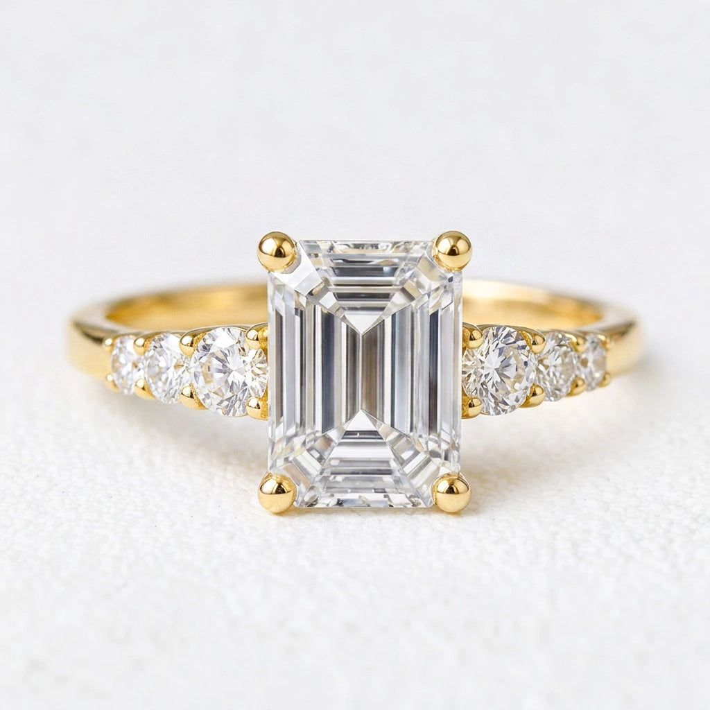 Lyra’s Prism | 3CT Emerald Cut Diamond Engagement Ring