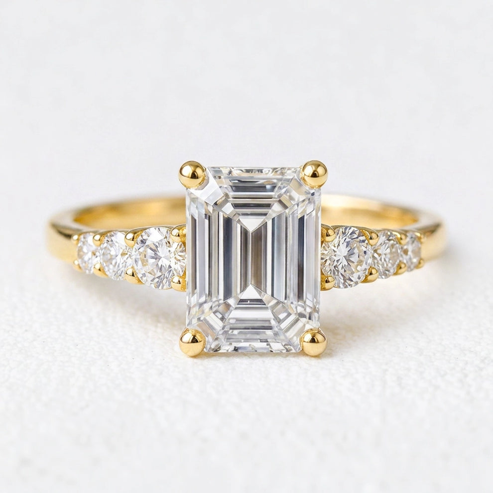 Lyra’s Prism | 3CT Emerald Cut Diamond Engagement Ring