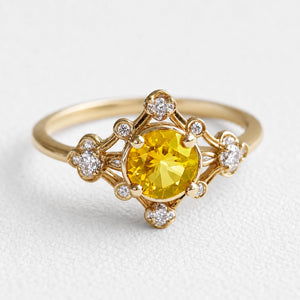 Sophia‘s Sunrise | Oval Cut Natural Yellow Sapphire Engagement Ring.