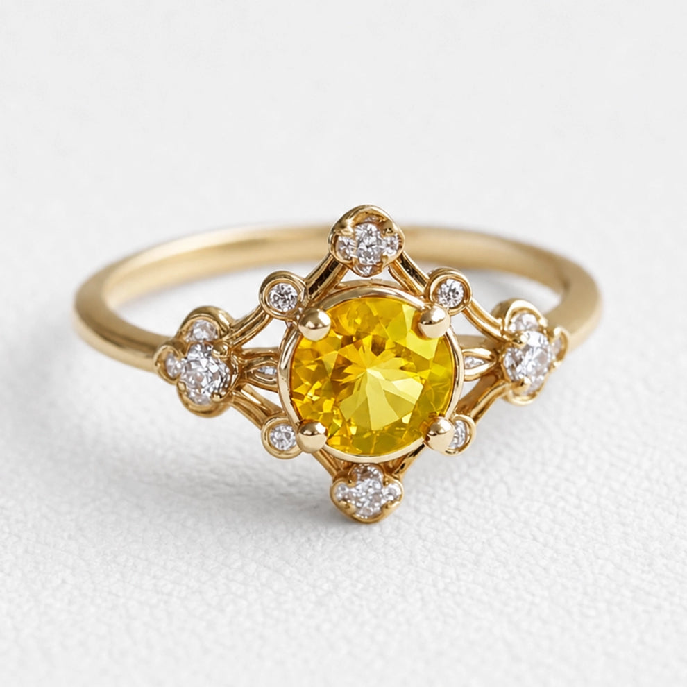 Sophia‘s Sunrise | Oval Cut Natural Yellow Sapphire Engagement Ring.