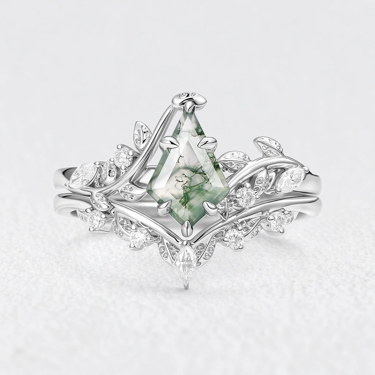 Marguerite’s Vine | Kite Moss Agate Bridal Duo