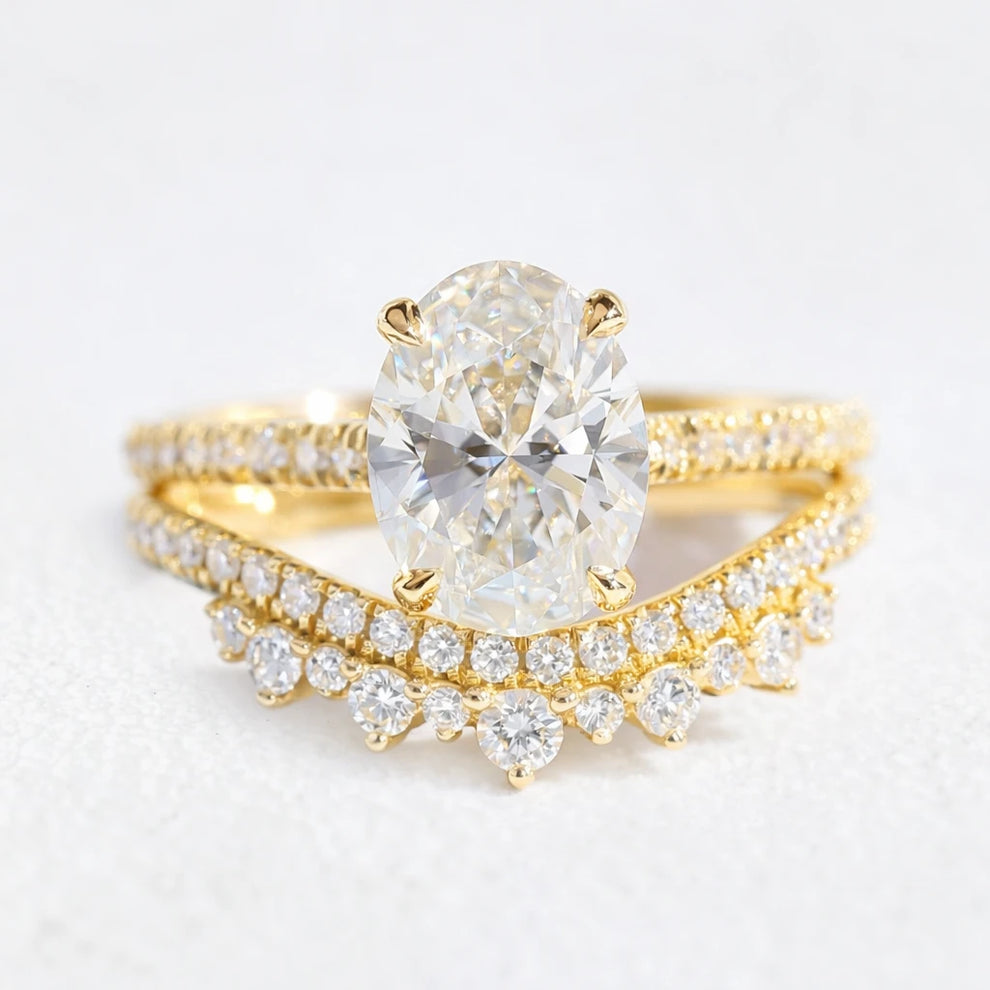 Grace’s Crown | 2CT Vintage Oval Lab Diamond Bridal Set 2pcs