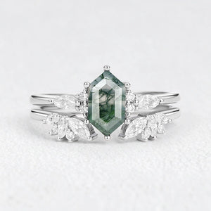 Sophia’s Serenity | Hexagon Moss Agate Bridal Set 2pcs.