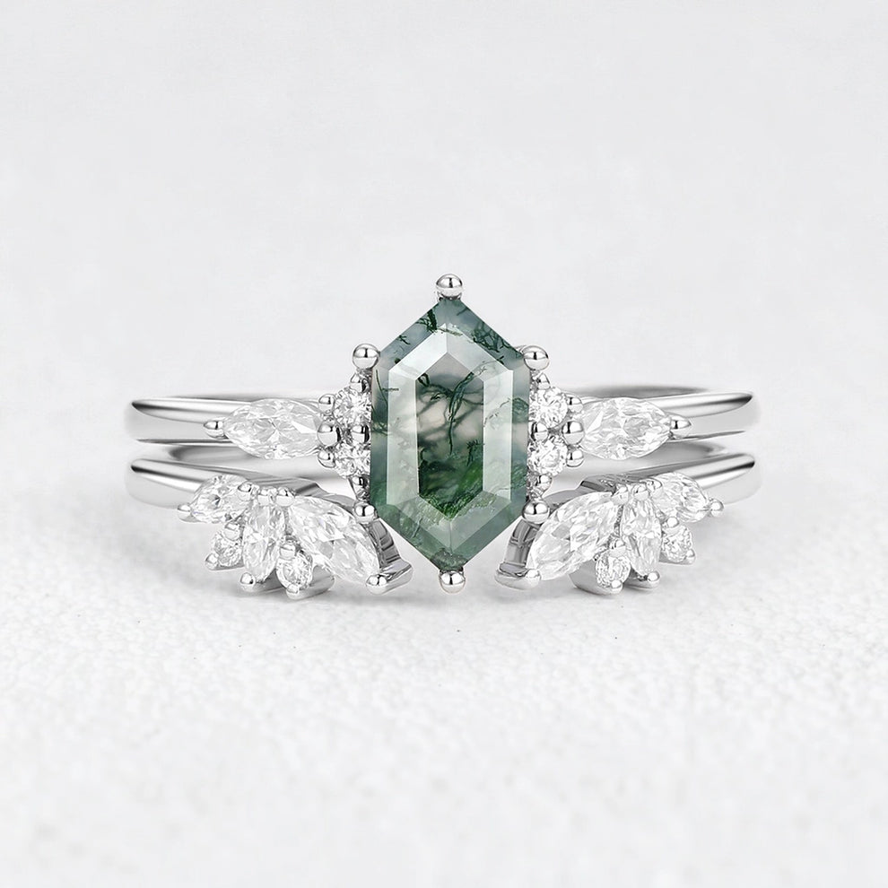 Sophia’s Serenity | Hexagon Moss Agate Bridal Set 2pcs.