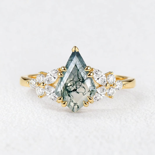 Elara’s Whisper | Kite Moss Agate Engagement Ring