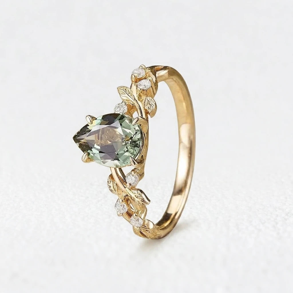 Sylvie’s Keepsake | Green Sapphire Vine Engagement Ring