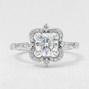 Luna’s Float | 2CT Round Art Diamond Floating Halo Gold Ring.