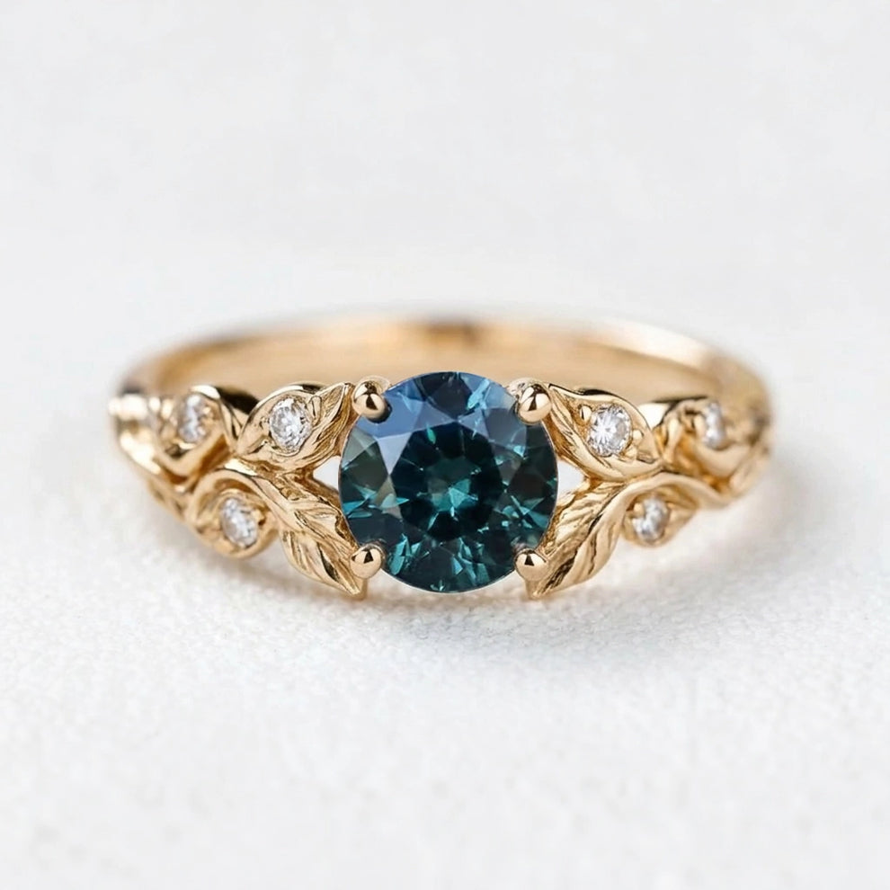 Lyra‘s Bloom | Sapphire and Diamond Vine Engagement Ring.