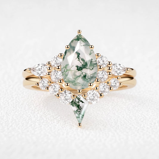 Genevieve’s Glade | Pear Moss Agate Chevron Bridal Duo