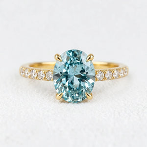 Selene’s Glow | 2CT Oval Cut Green Sapphire Ring