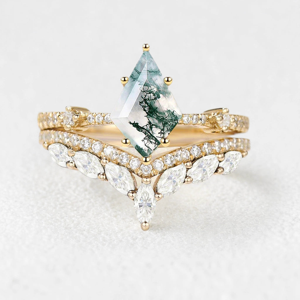 Isadora’s Grove | Vintage Kite Cut Moss Agate Bridal Set 2pcs