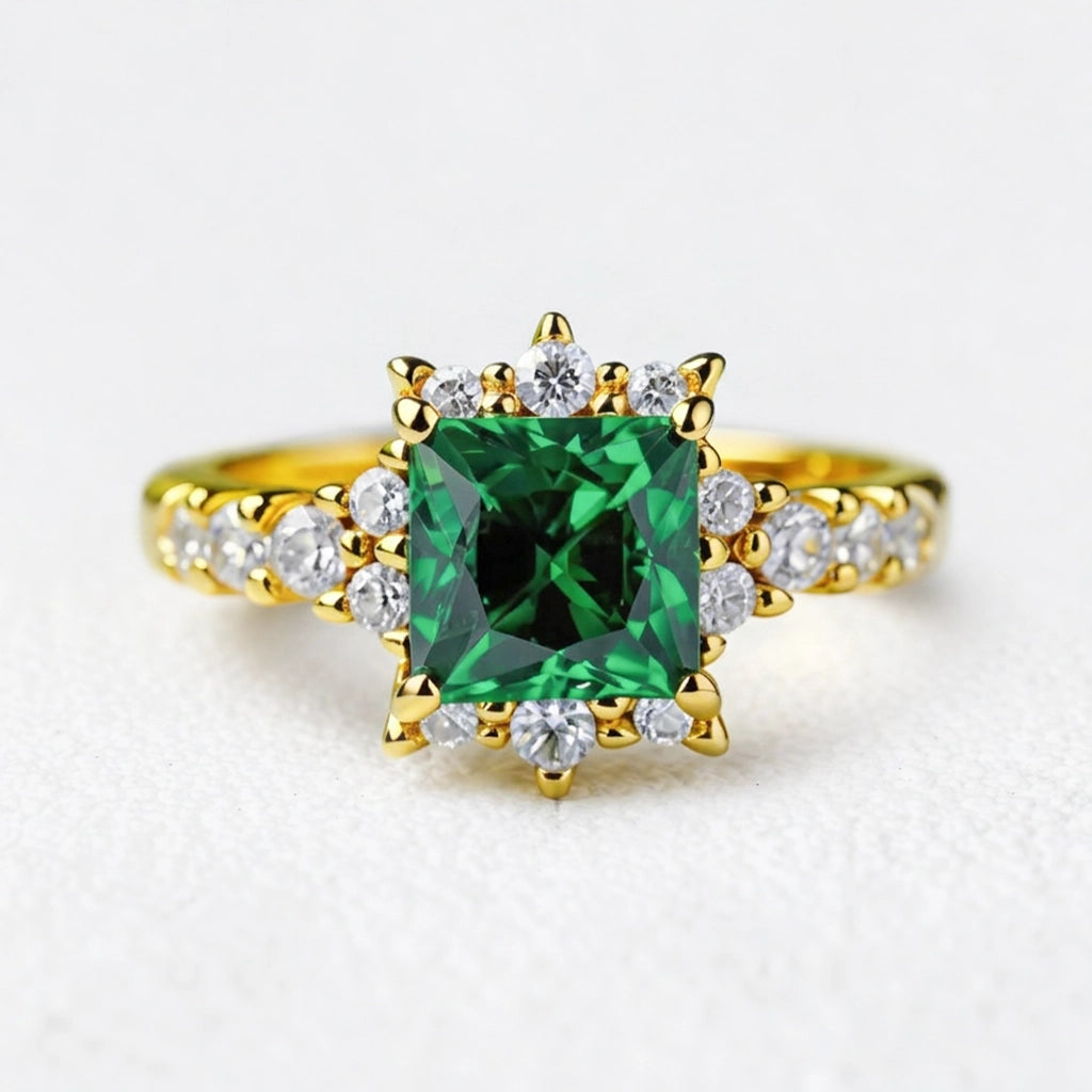 Aurora‘s Arbor | Princess Cut Green Sapphire Engagement Ring
