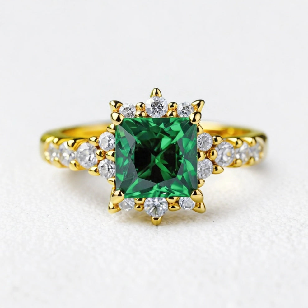 Aurora‘s Arbor | Princess Cut Green Sapphire Engagement Ring