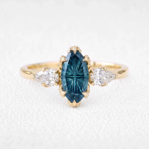 Aurelia’s Vesper | Fantasy-Cut Marquise London Blue Topaz Vintage Engagement Ring