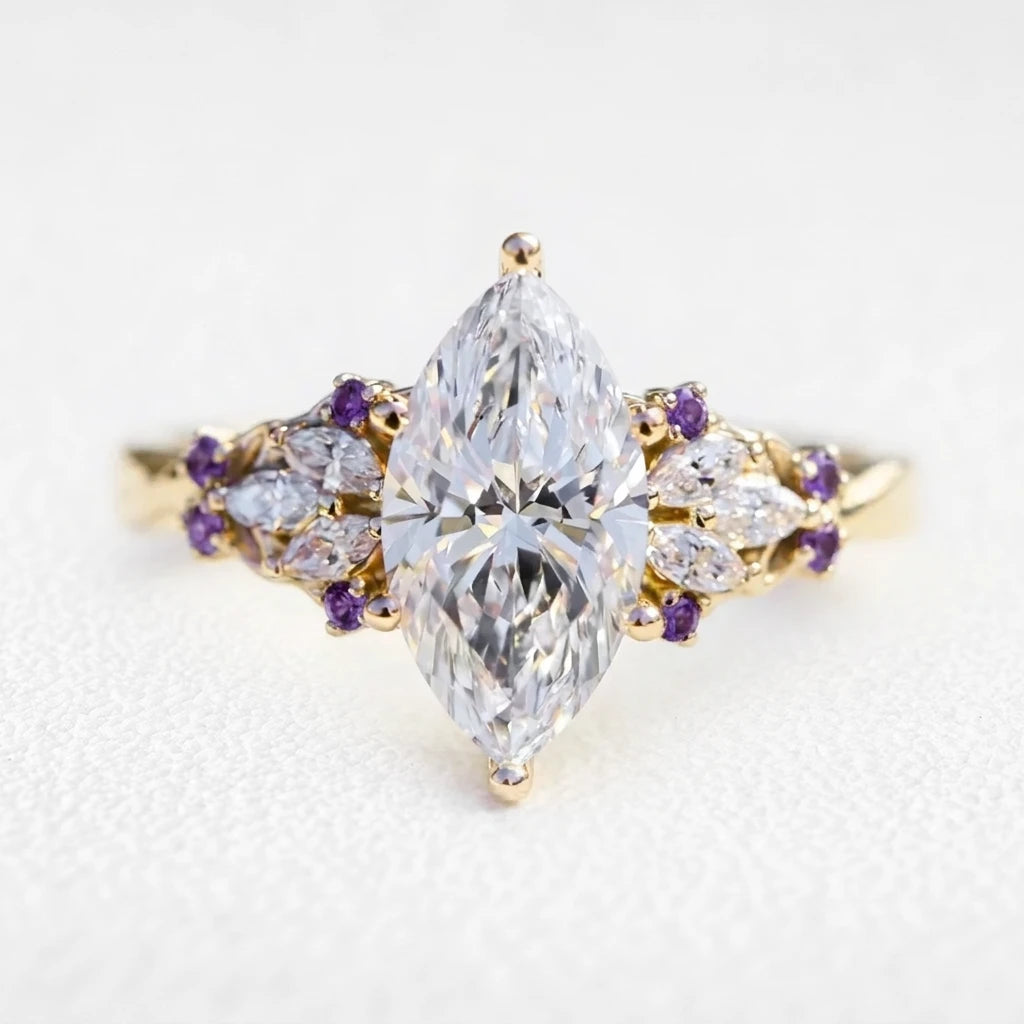 Eleonora’s Radiance | 2CT Marquise Diamond Vintage Engagement Ring