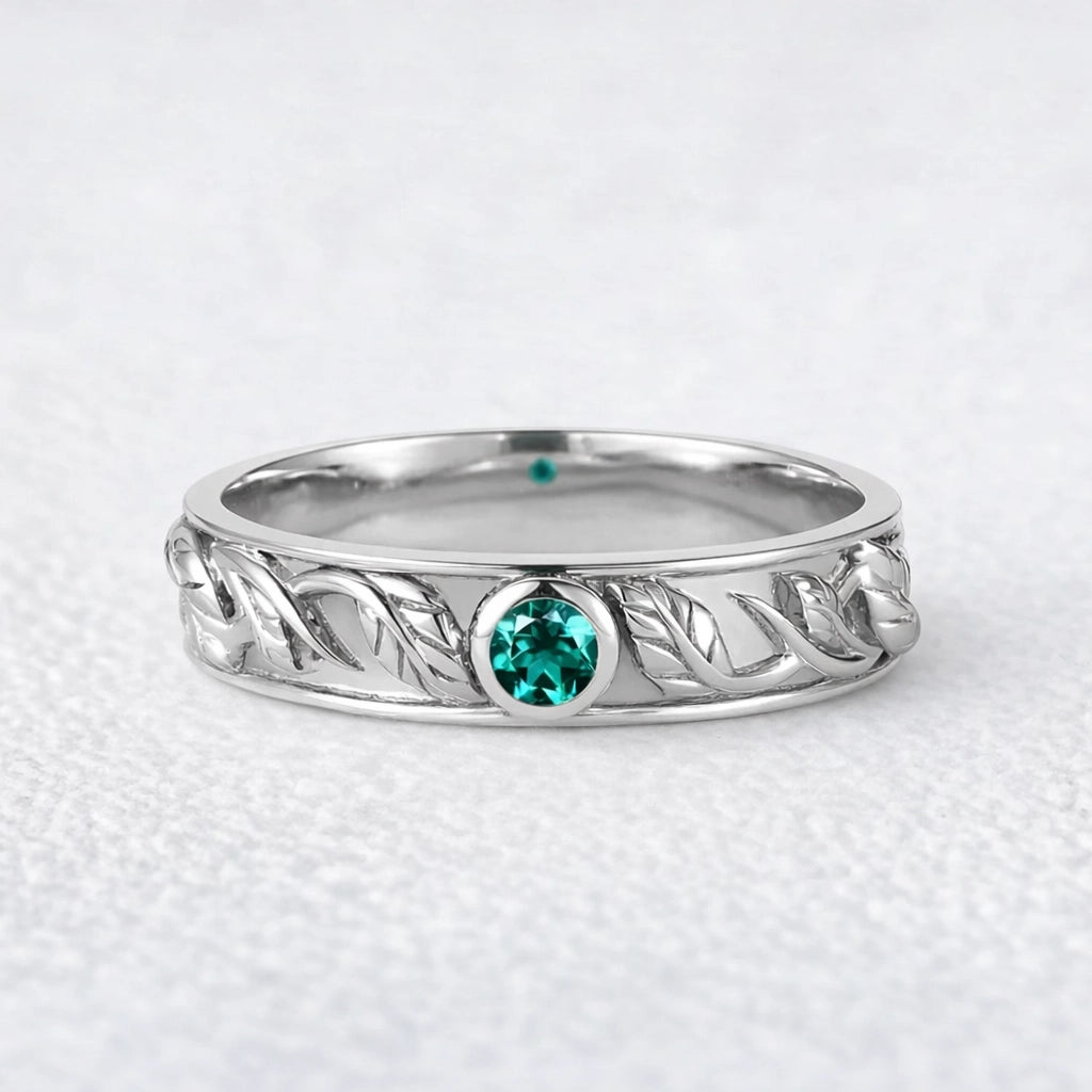 Asher Ivy | Emerald Men's Wedding Band.