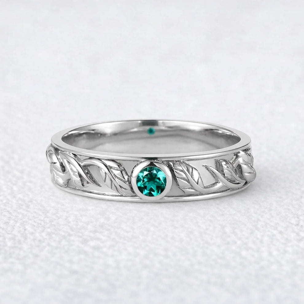 Asher Ivy | Emerald Men's Wedding Band.
