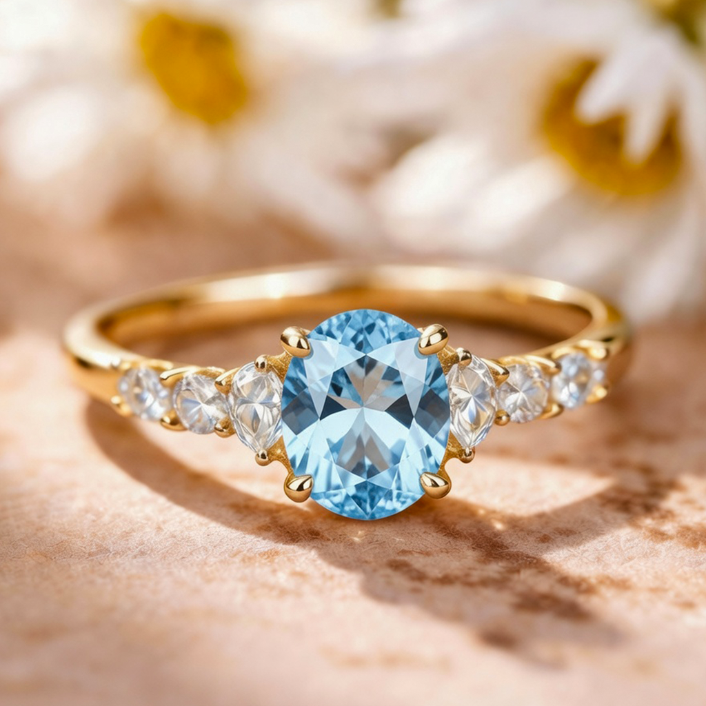 Aura‘s Echo | Round Cut Blue Starfire Ring.