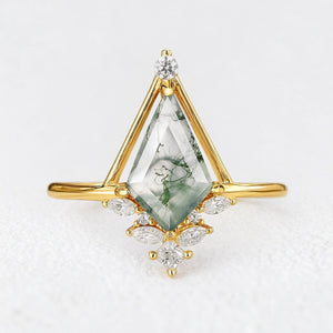 Aurelia’s Imprint | Kite Cut Moss Agate Engagement Ring
