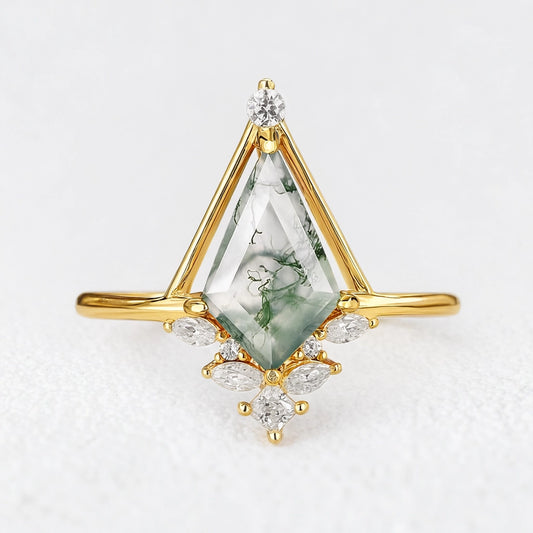 Aurelia’s Imprint | Kite Cut Moss Agate Engagement Ring