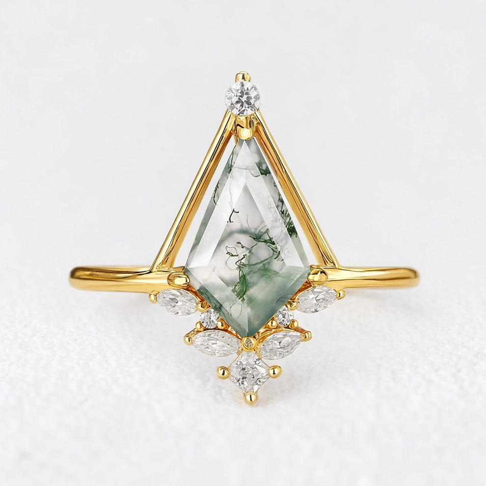 Aurelia’s Imprint | Kite Cut Moss Agate Engagement Ring