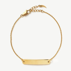 18K Gold Vermeil Engravable Bar Chain Bracelet.