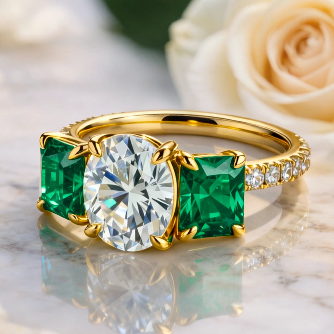 Audrey's Radiance | 2CT Oval Cut Moissanite Ring.