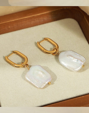 French Vintage Baroque Pearl Hoop Earrings