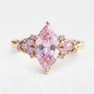 Valentina‘s Pavilion | 2CT Marquise Pink Sapphire Vintage Engagement Ring