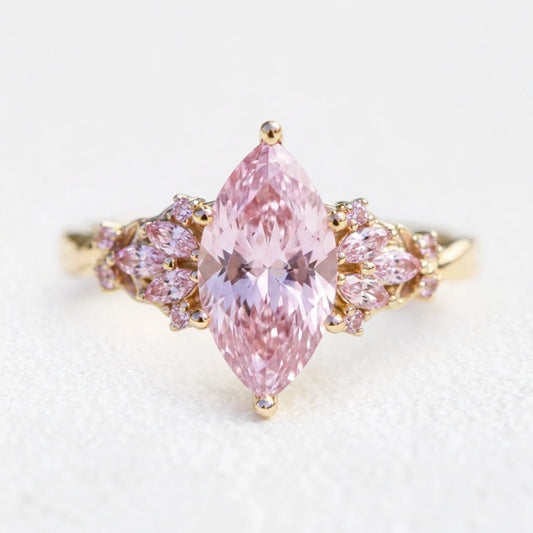 Valentina‘s Pavilion | 2CT Marquise Pink Sapphire Vintage Engagement Ring