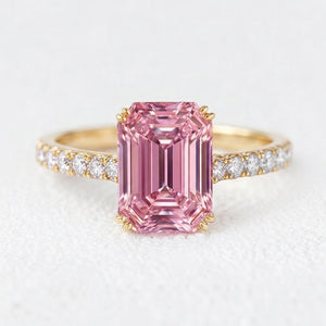 Celia‘s Grace | 2CT Emerald Cut Pink Sapphire Engagement Ring
