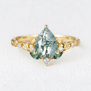 Seraphina’s Verdant | Pear Moss Agate Engagement Ring