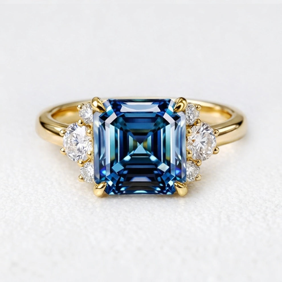 Alexandra’s Brilliance | Asscher Cut Blue Sapphire Engagement Ring