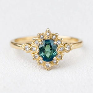 Aurelia’s Vow | Oval Blue Sapphire Halo Engagement Ring