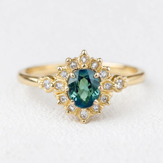 Aurelia’s Vow | Oval Blue Sapphire Halo Engagement Ring