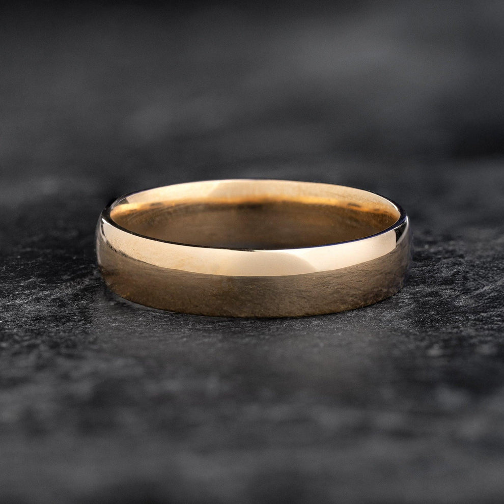 Mirror Arc | 5MM Classic Polished Gold Men's Wedding Band.