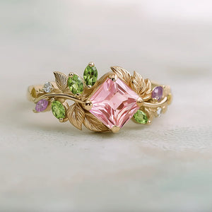 Celeste’s Blossom | Pink Princess Cut Tourmaline Engagement Ring