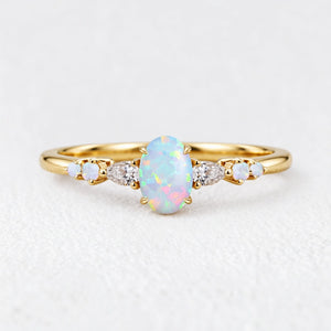 Elara’s Horizon | Oval Opal & Moissanite Engagement Ring