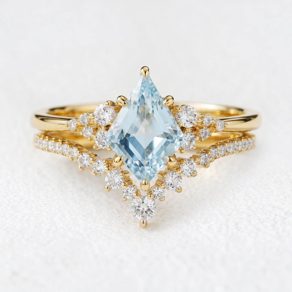 Celia’s Tide | Kite Cut Blue Aquamarine Bridal Set 2pcs