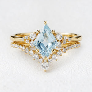 Celia’s Tide | Kite Cut Blue Aquamarine Bridal Set 2pcs